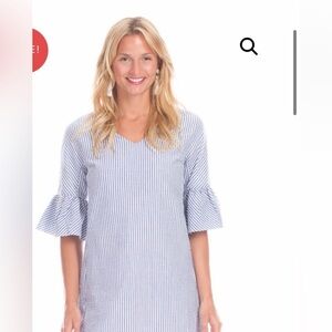 Duffield Lane White and Navy Striped Mini Dress